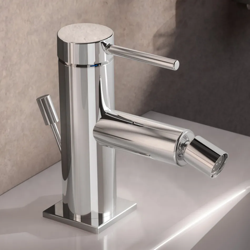 Rubinetto Miscelatore Monocomando Bidet Ottone Design Rotondo - Antilio Viadurini