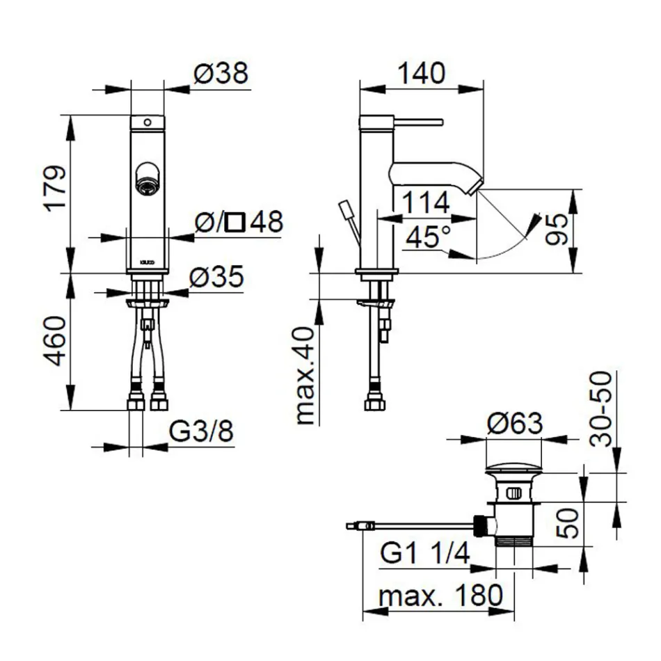 Rubinetto Miscelatore Monocomando Lavabo Ottone Design Rotondo - Antilio Viadurini