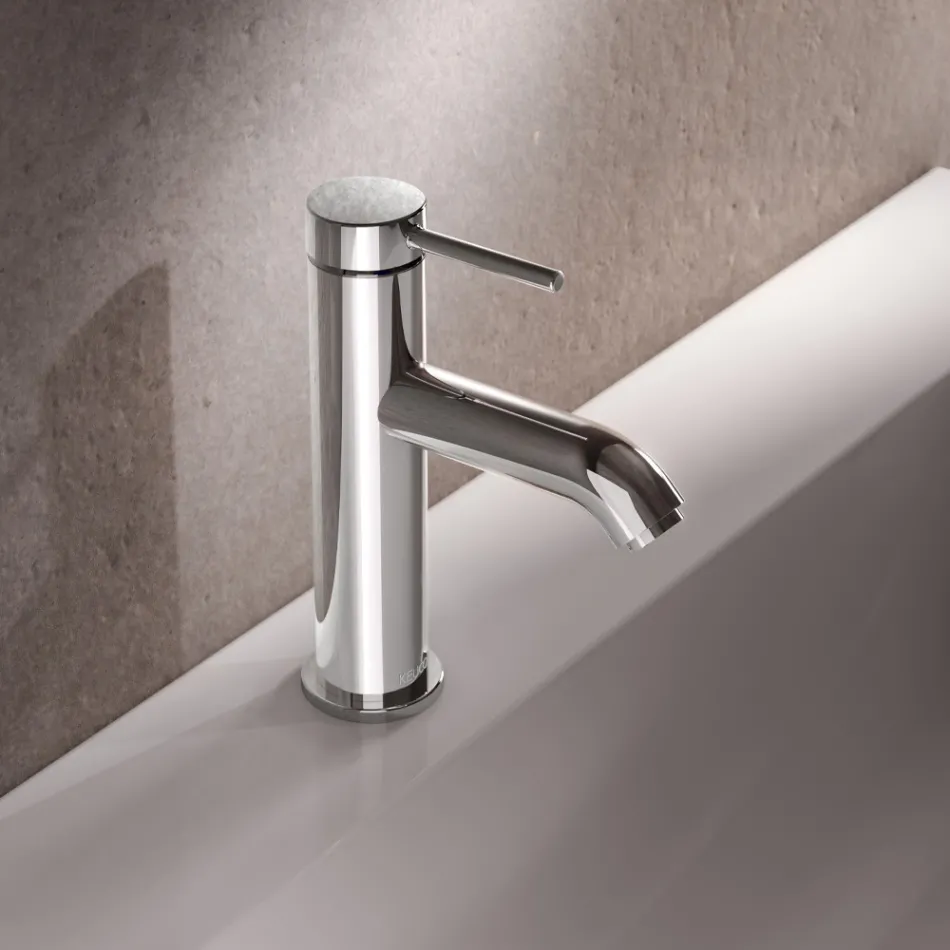 Rubinetto Miscelatore Monocomando Lavabo Ottone Design Rotondo - Antilio Viadurini
