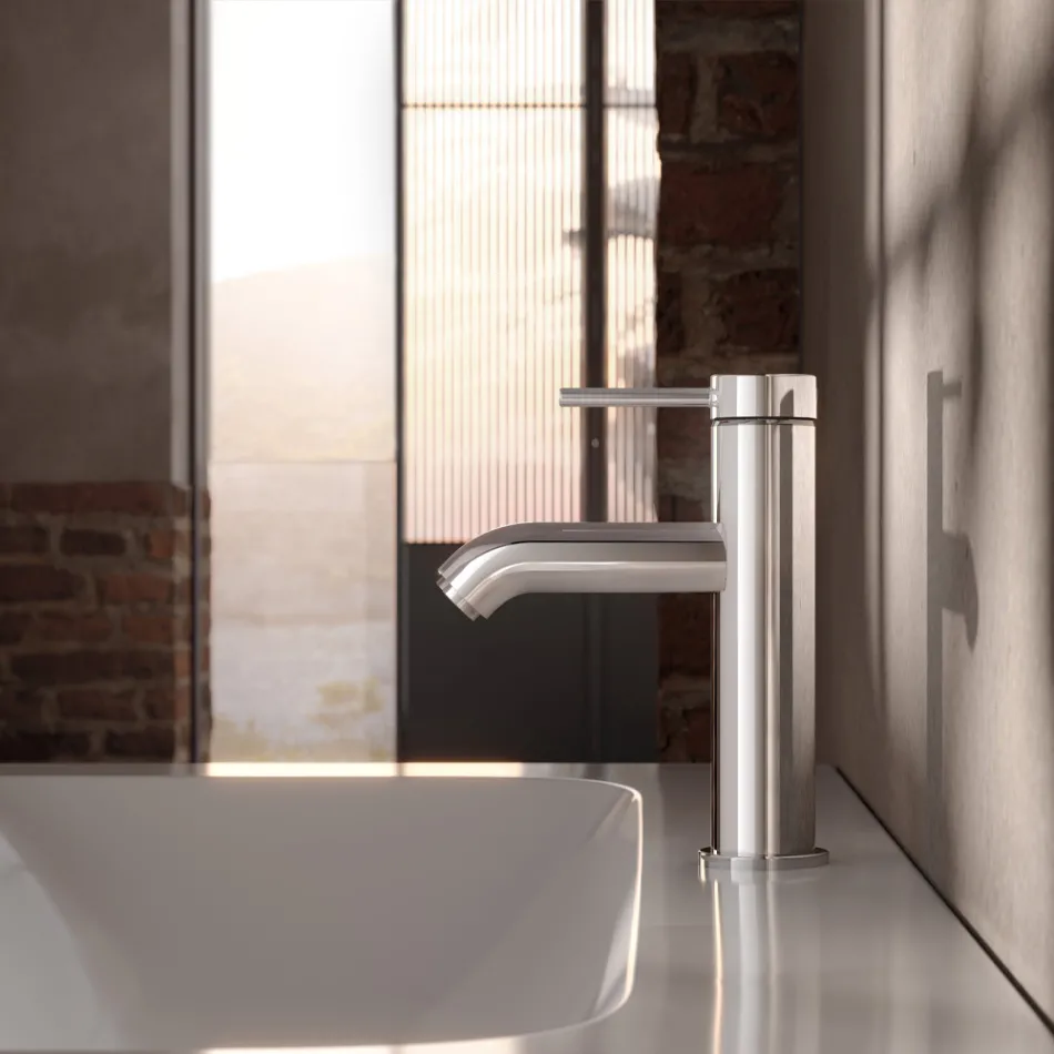 Rubinetto Miscelatore Monocomando Lavabo Ottone Design Rotondo - Antilio Viadurini