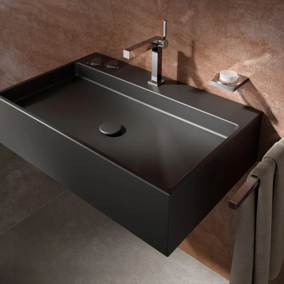 Rubinetto Miscelatore Monocomando per Lavabo Ottone Design Squadrato - Erik Viadurini