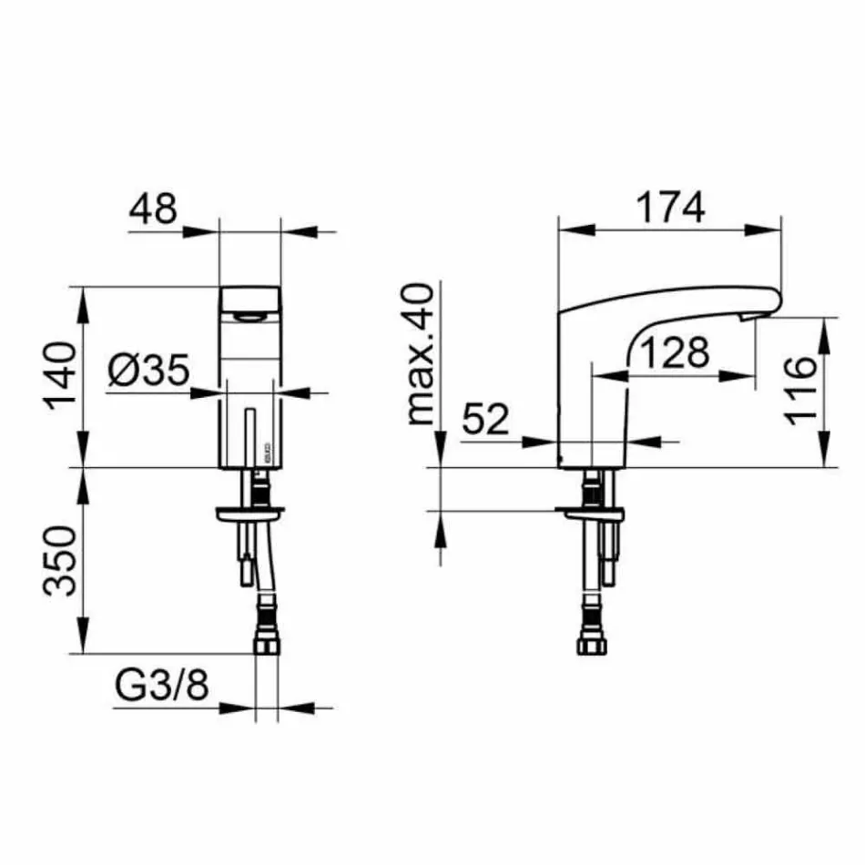 Rubinetto Moderno per Lavabo Bagno in Metallo con Sensore ad Infrarossi - Gonzo Viadurini
