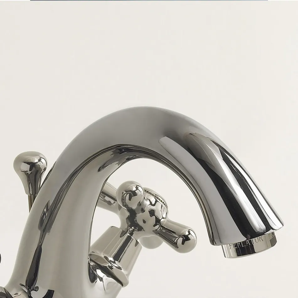 Rubinetto Monoforo Lavabo Bagno in Ottone con Scarico Stile Classico - Ercolina Viadurini