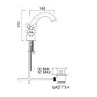 Rubinetto Monoforo Lavabo Bagno in Ottone con Scarico Stile Classico - Ercolina Viadurini