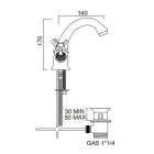 Rubinetto Monoforo per Lavabo in Ottone Maniglie a Farfalla Classico - Fioretta Viadurini