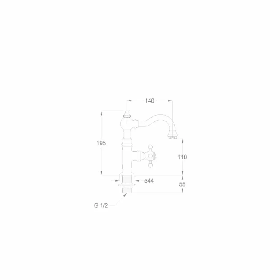 Rubinetto per Lavabo Bagno Monoacqua di Design in Ottone Made in Italy - Binsu Viadurini