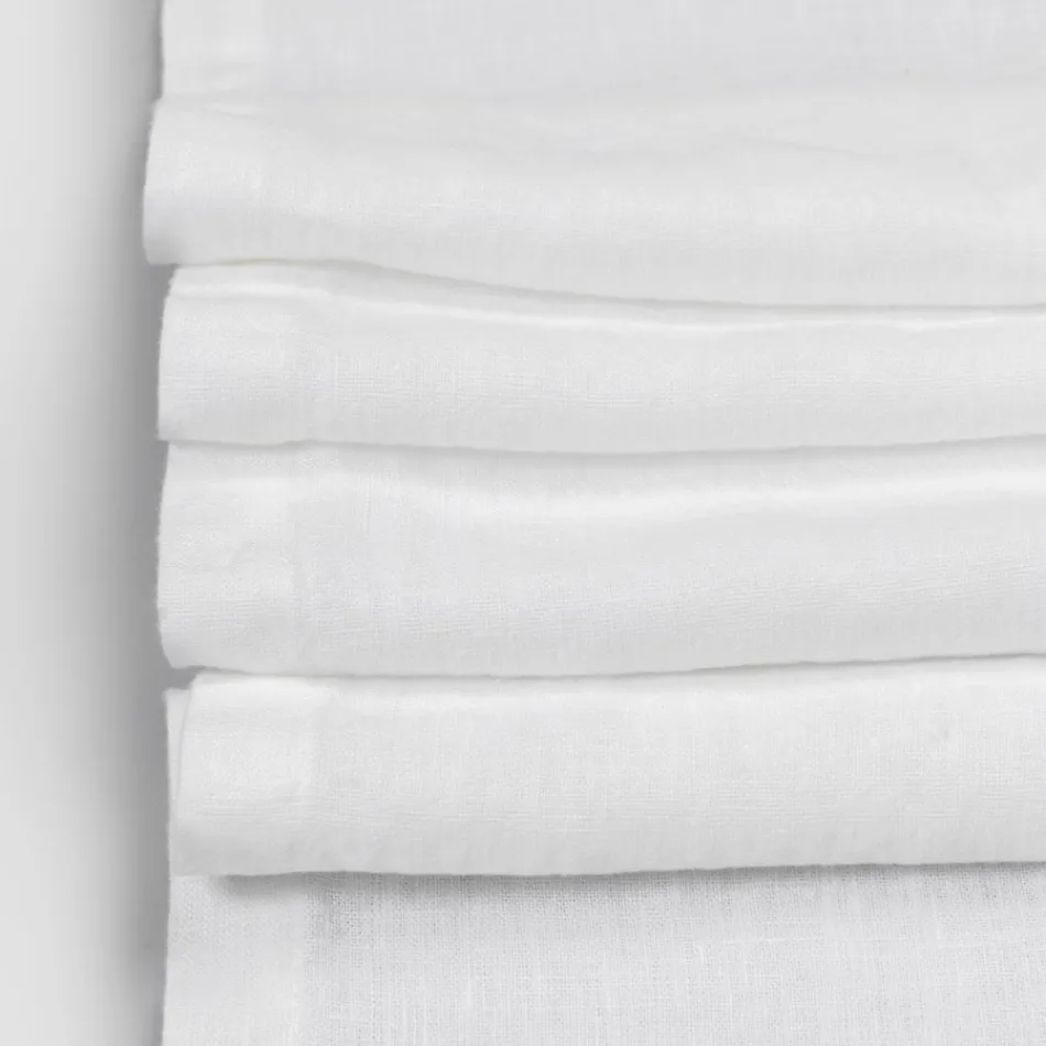 Runner in Lino con Pizzo Bianco da Tavolo Qualità di Lusso Italiana - Farnese Viadurini