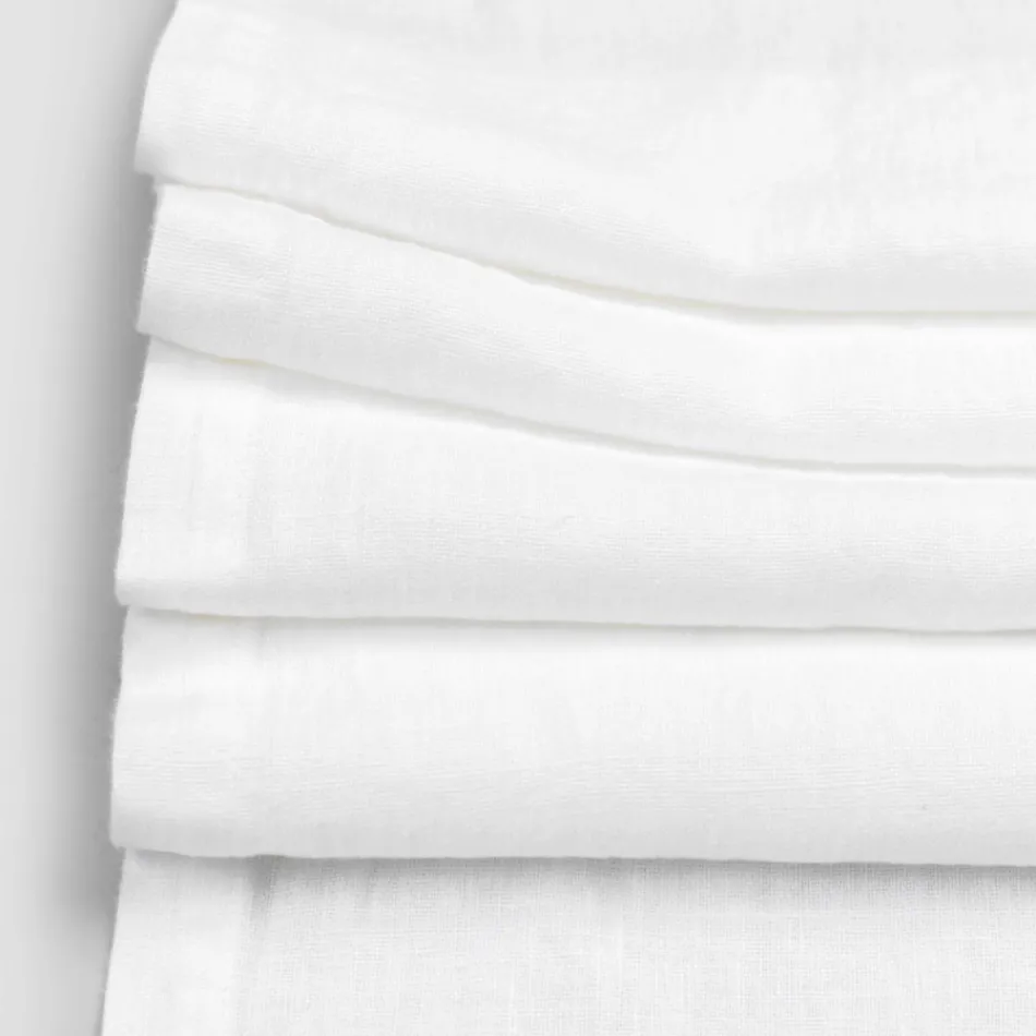 Runner in Lino con Pizzo Bianco da Tavolo Qualità di Lusso Italiana - Farnese Viadurini