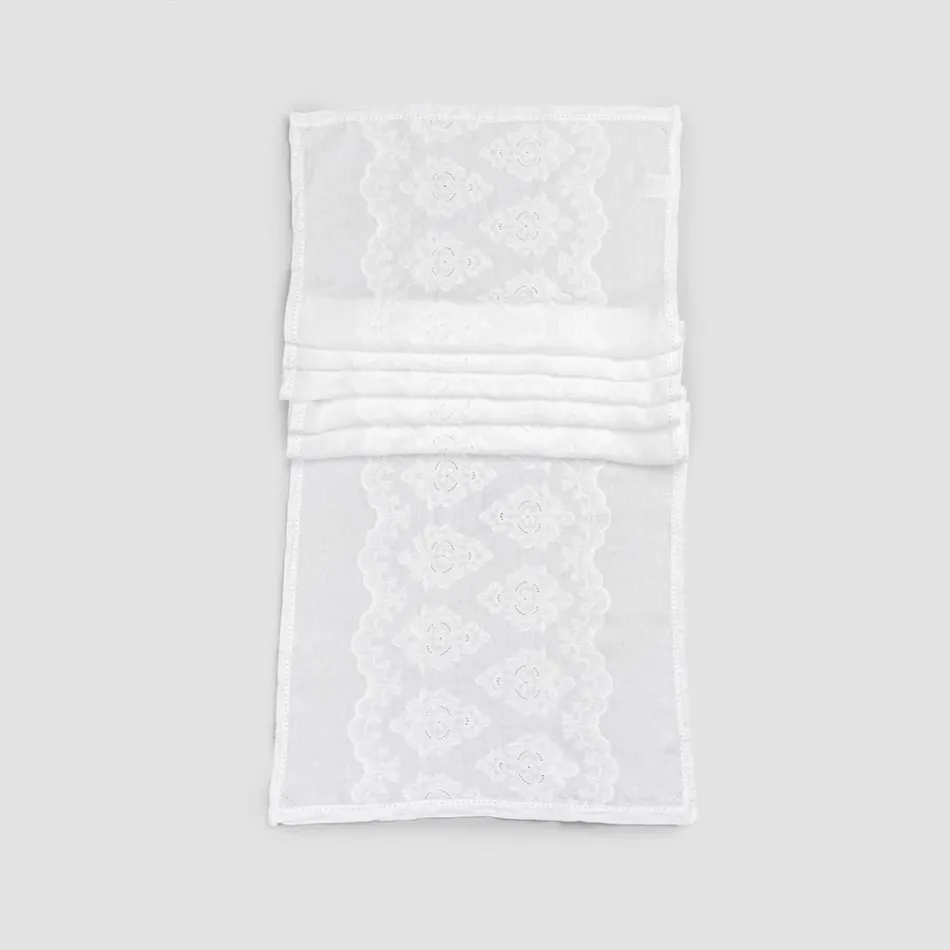 Runner per Tavolo 100% Lino con Ricamo Design di Lusso Italiano - Giuggiolo Viadurini