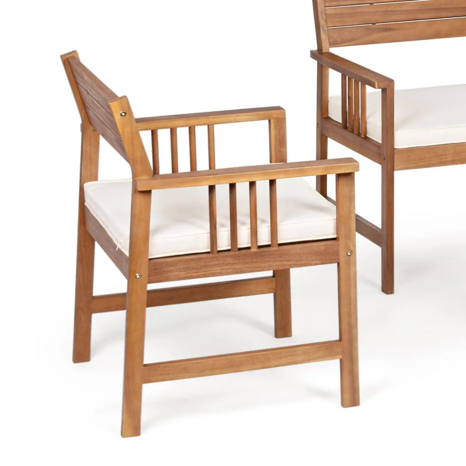 Salotto 4 Complementi in Legno da Giardino di Design in Legno di Acacia- Roxen Viadurini