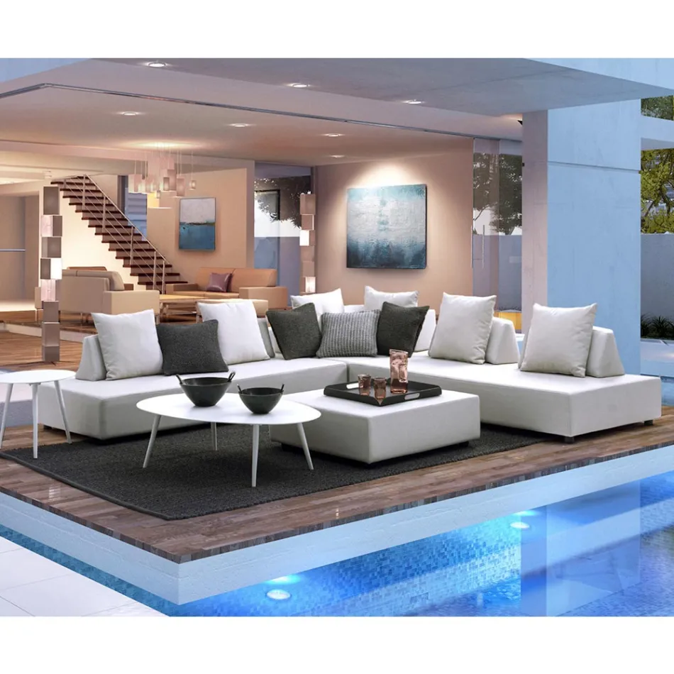 Salotto Angolare per Esterno di Design Moderno in Tessuto Homemotion - Benito Viadurini