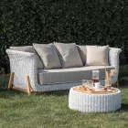 Salotto Componibile da Giardino in Teak e Corda Intrecciata a Mano - Arjuna Viadurini