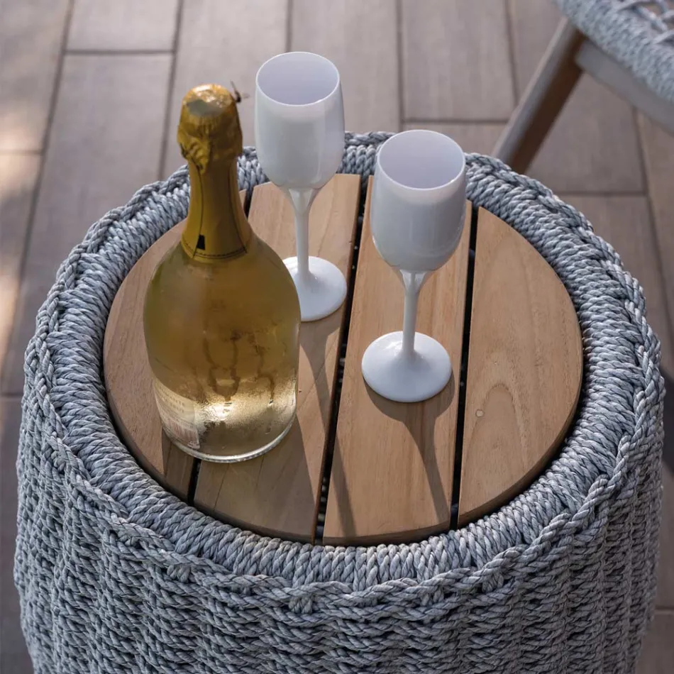 Salotto Componibile da Giardino in Teak e Corda Intrecciata a Mano - Arjuna Viadurini
