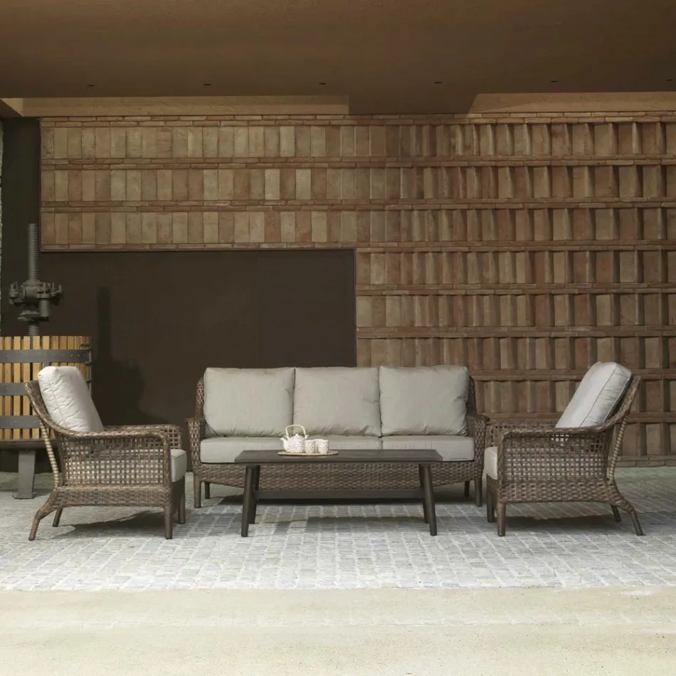 Salotto Composto da 2 Poltrone, 1 Divano e 1 Tavolino - Ombrellone Viadurini