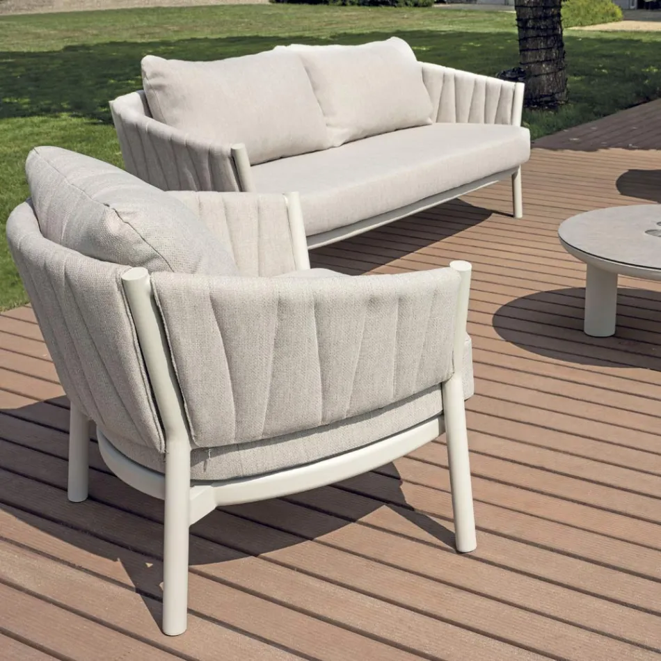 Salotto Composto da 2 Poltrone, 1 Divano e 2 Tavolini in Alluminio - Fusion Viadurini