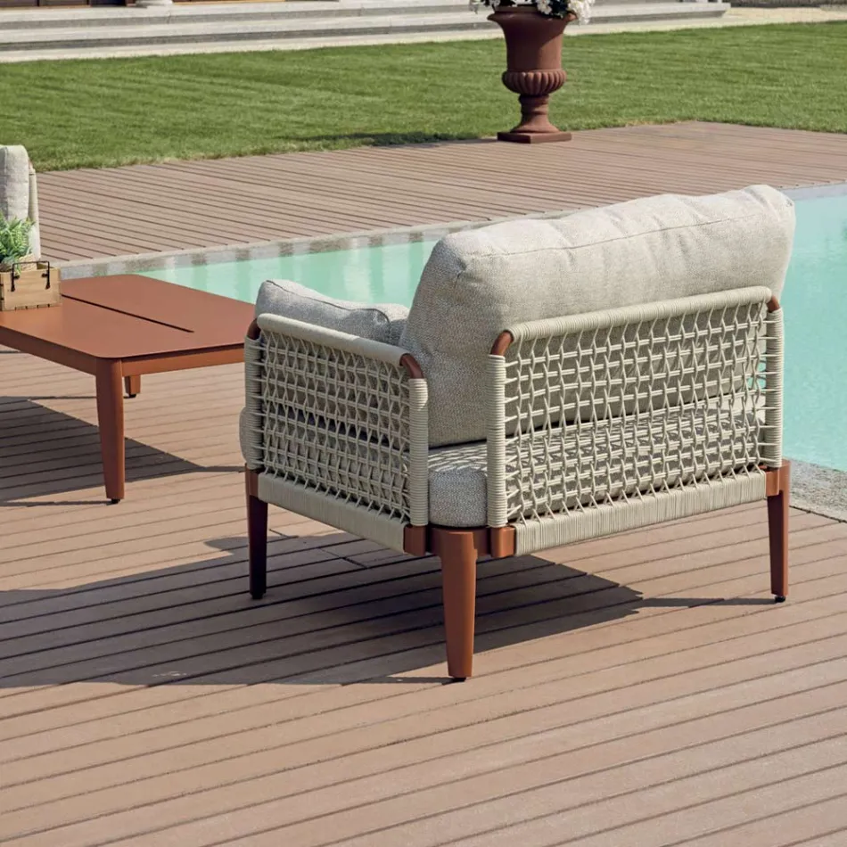 Salotto Composto da 2 Poltrone, 1 Divano e Tavolino in Alluminio - Symphony Viadurini