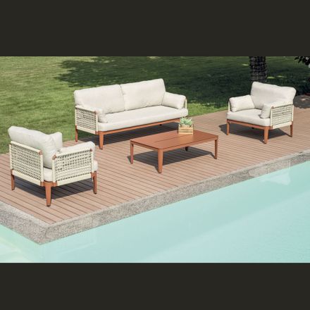 Salotto Composto da 2 Poltrone, 1 Divano e Tavolino in Alluminio - Symphony Viadurini