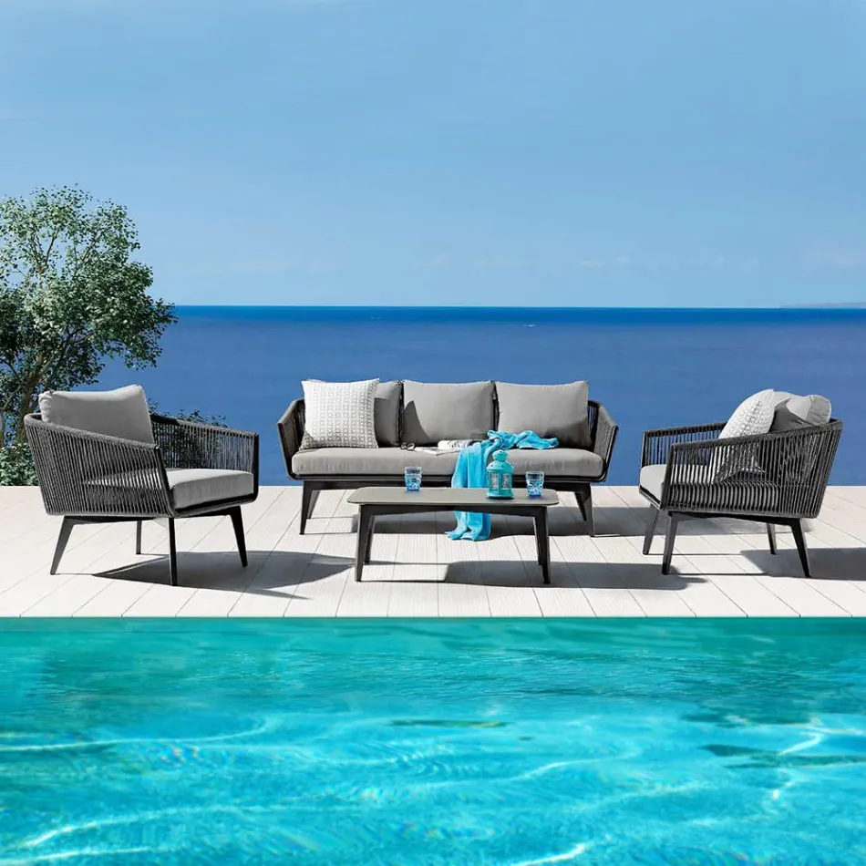 Salotto Composto da Divano 2 o 3 Posti, Poltrone e Tavolino - Elios Viadurini