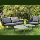 Salotto Composto da Divano, Poltrone e 2 Tavolini in Alluminio - Yuma Viadurini