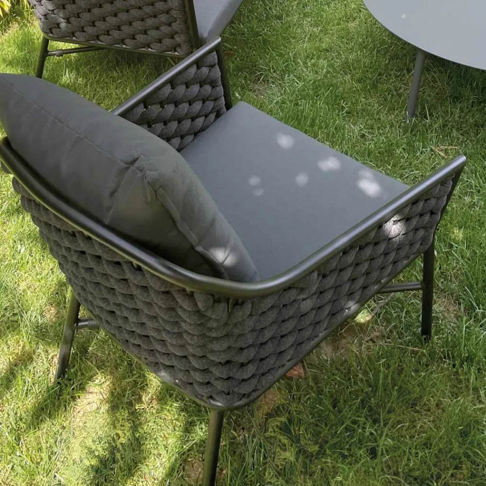 Salotto Composto da Divano, Poltrone e 2 Tavolini in Alluminio - Yuma Viadurini