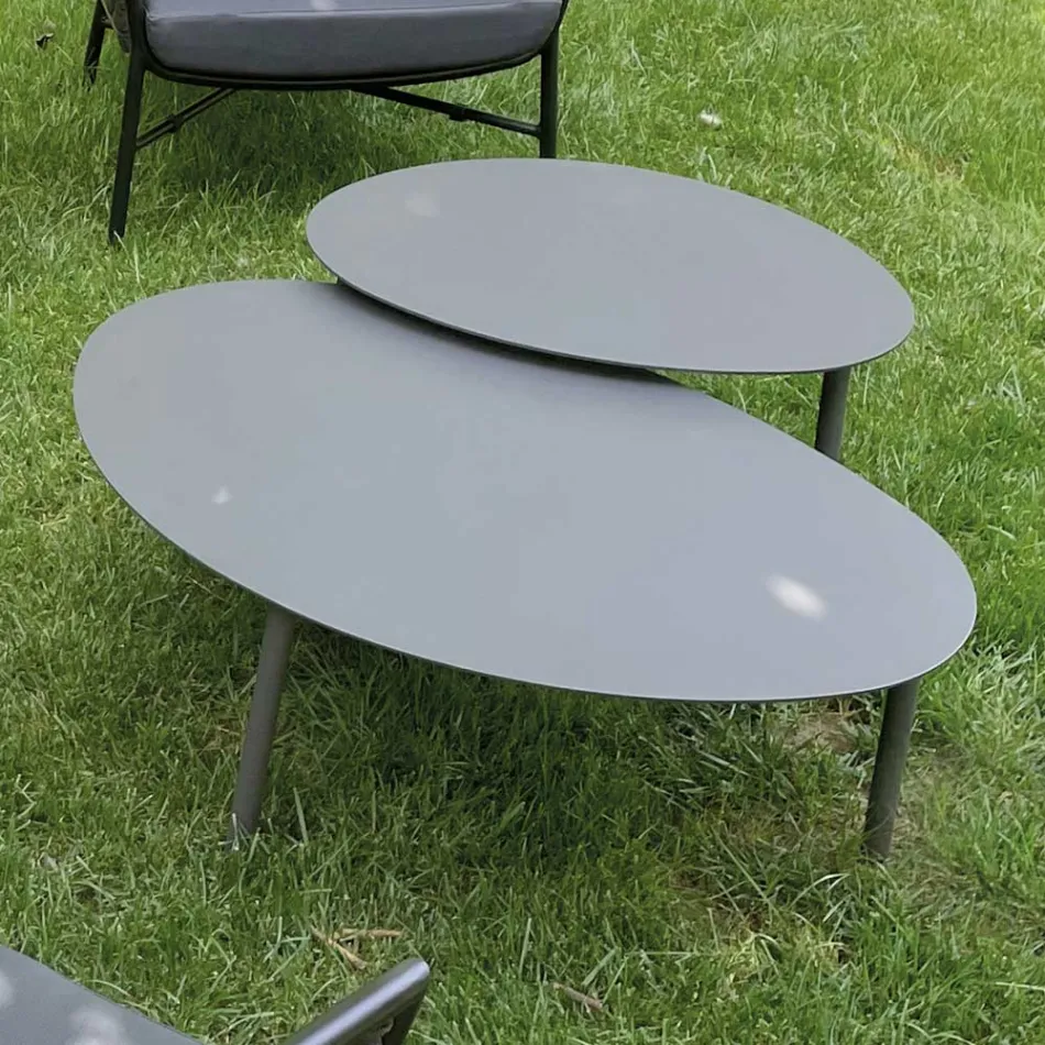 Salotto Composto da Divano, Poltrone e 2 Tavolini in Alluminio - Yuma Viadurini