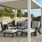 Salotto Composto da Divano, Tavolino e Poltrone con Poggiapiedi - Bacheca Viadurini