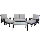 Salotto Composto da Divano, Tavolino e Poltrone con Poggiapiedi - Bacheca Viadurini