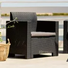 Salotto con 1 Divano, 2 Poltrone e 1 Tavolino con Cuscini Seduta - Machine Viadurini