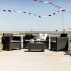 Salotto con 1 Divano, 2 Poltrone e 1 Tavolino con Cuscini Seduta - Machine Viadurini