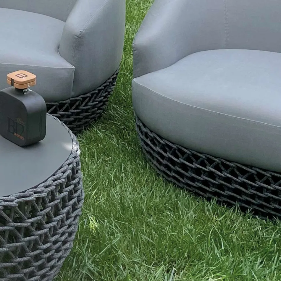 Salotto con Base in Stoffa Intrecciata per Esterni - Pixie Viadurini