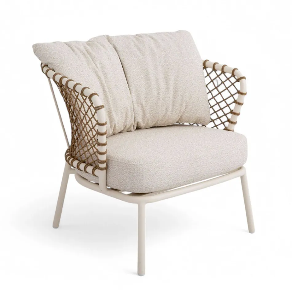 Salotto da Esterno con Struttura in Alluminio e Schienale in Corda - Skyline Viadurini