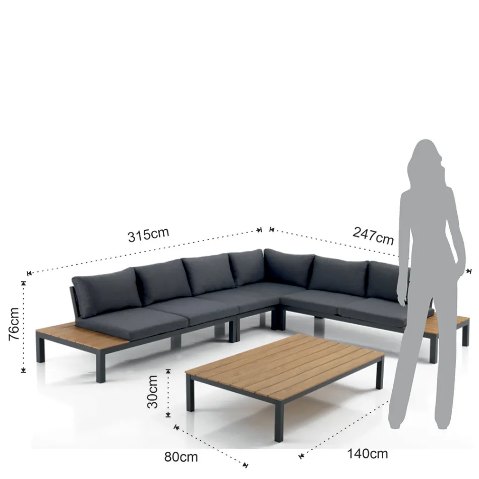 Salotto da Esterno e Interno Composto da 1 Divano Angolare e 1 Tavolino - Savoir Viadurini