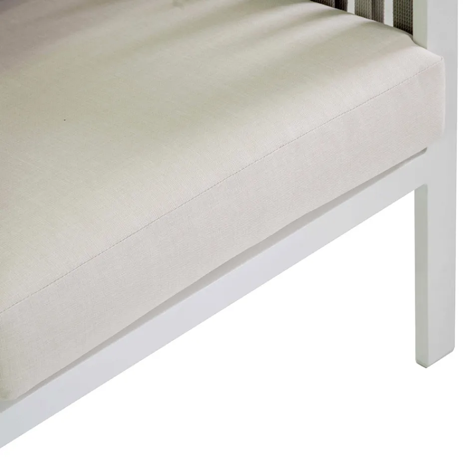 Salotto da Esterno in Alluminio Bianco e Cuscini Crema - Relaz Viadurini