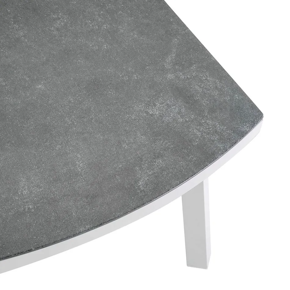 Salotto da Esterno in Alluminio Bianco e Cuscini Crema - Relaz Viadurini