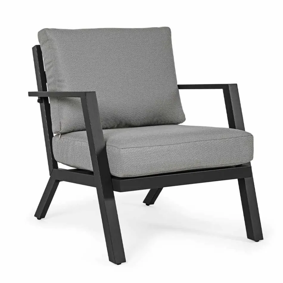 Salotto da Esterno in Alluminio con Cuscini Rivestiti in Tessuto - Armonia Viadurini