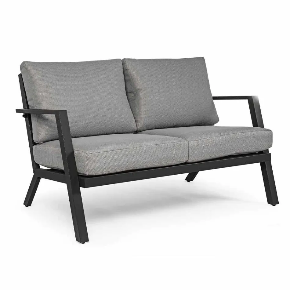 Salotto da Esterno in Alluminio con Cuscini Rivestiti in Tessuto - Armonia Viadurini