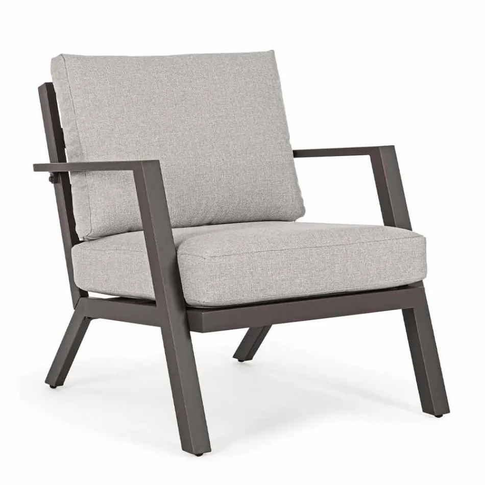 Salotto da Esterno in Alluminio con Cuscini Rivestiti in Tessuto - Armonia Viadurini