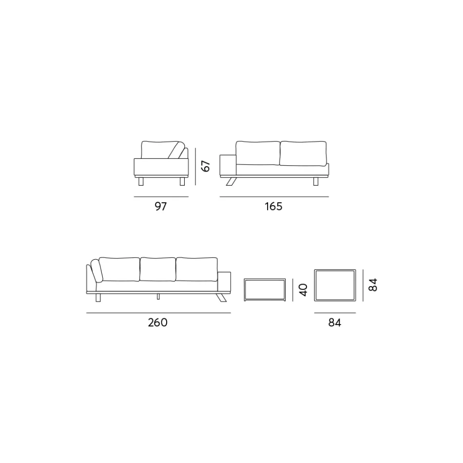 Salotto da Esterno in Alluminio Nero con Tavolino in Ceramica - Ghislain Viadurini