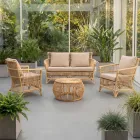 Salotto da Esterno in Rattan Naturale Completo di Cuscini – Bellaria Viadurini