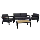 Salotto da Esterno Realizzato in Alluminio con Dettagli in Teak del Brasile - Diario Viadurini