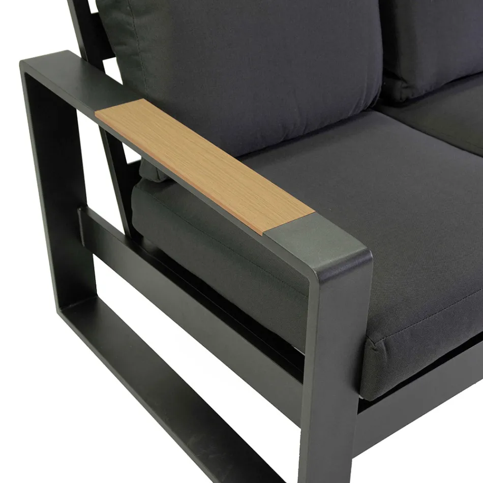 Salotto da Esterno Realizzato in Alluminio e Braccioli in Polywood - Citta Viadurini