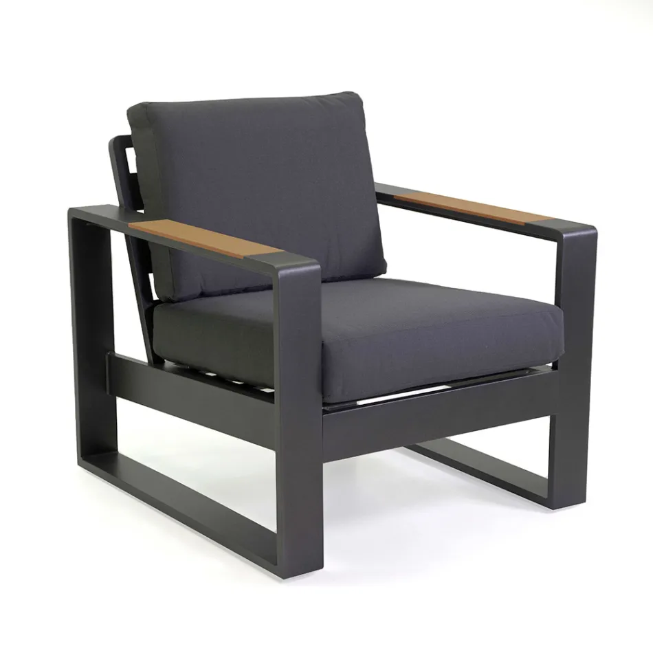 Salotto da Esterno Realizzato in Alluminio e Braccioli in Polywood - Citta Viadurini