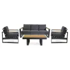 Salotto da Esterno Realizzato in Alluminio e Braccioli in Polywood - Citta Viadurini