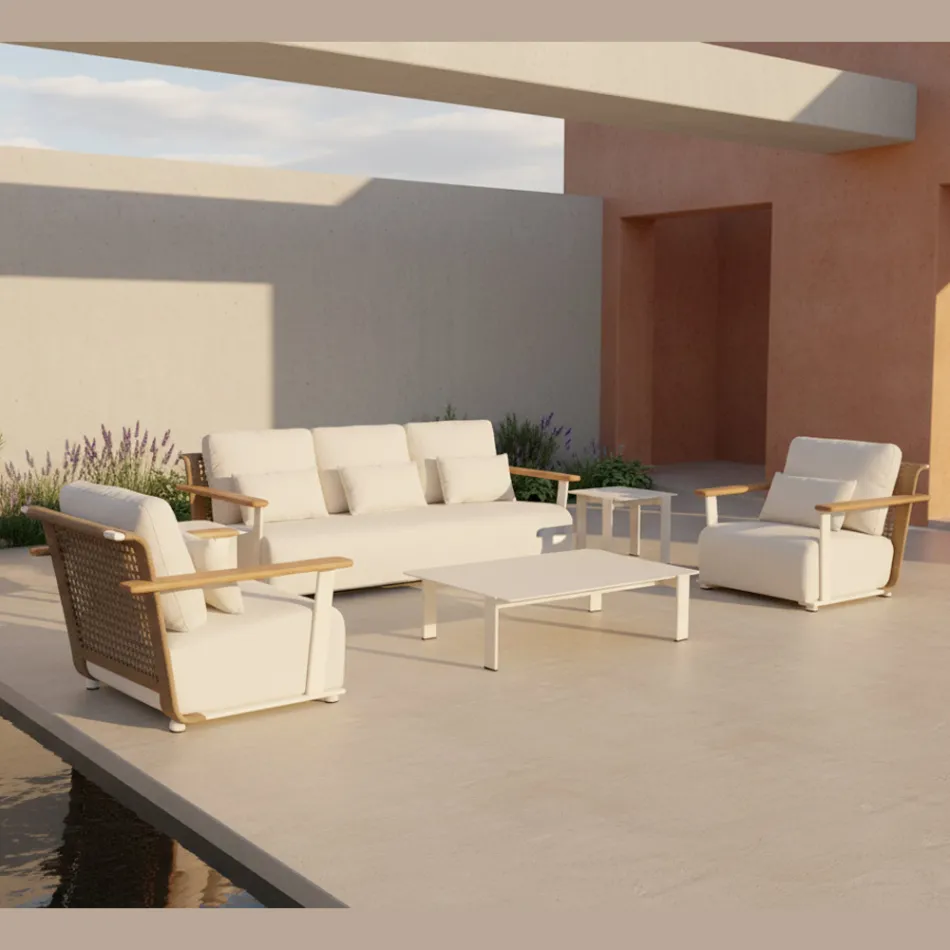 Salotto da Giardino con Divano, 2 Poltrone e Tavolino - Montorio Viadurini