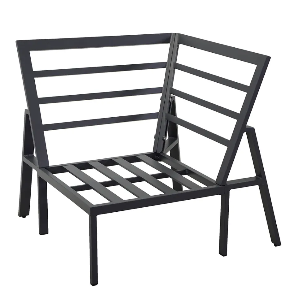 Salotto da Giardino con Divano e Tavolino Realizzati in Alluminio - Etichetta Viadurini