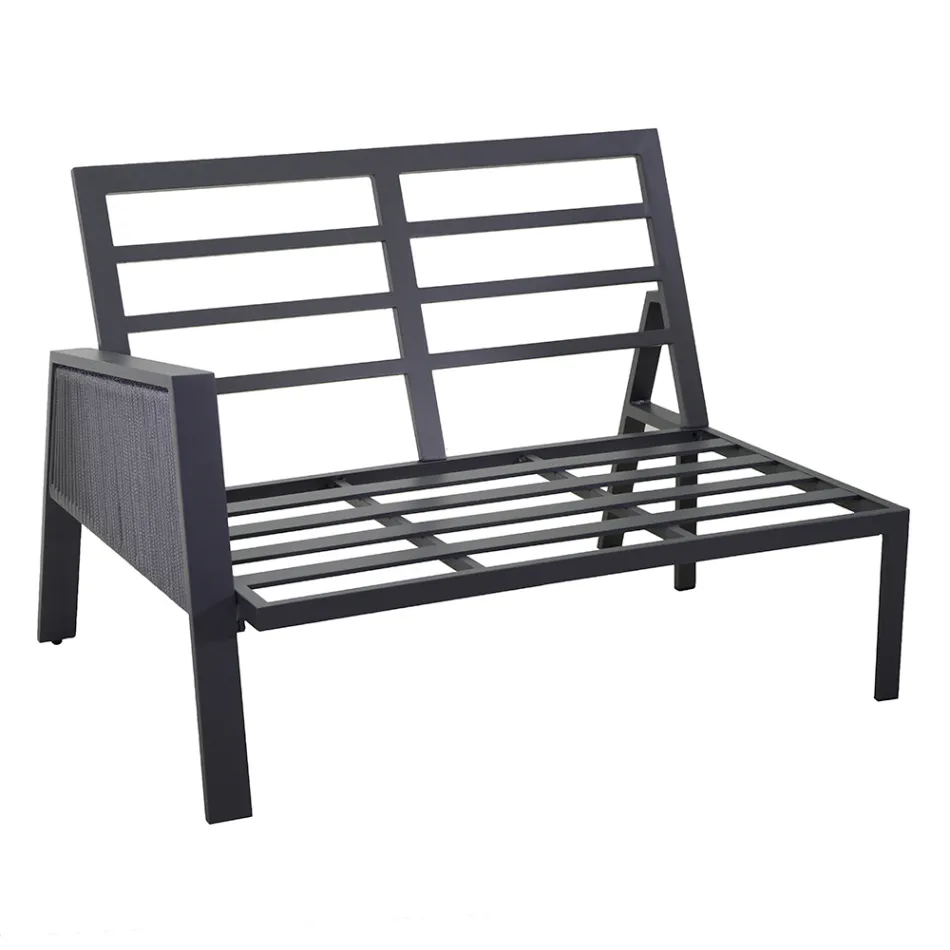 Salotto da Giardino con Divano e Tavolino Realizzati in Alluminio - Etichetta Viadurini