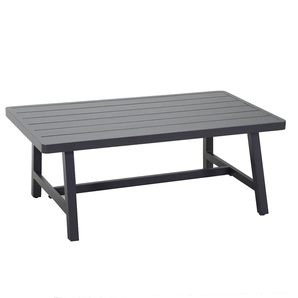 Salotto da Giardino con Divano e Tavolino Realizzati in Alluminio - Etichetta Viadurini