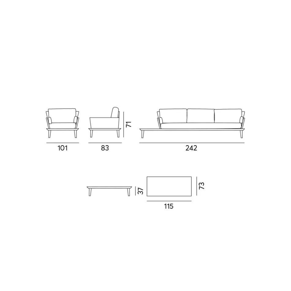 Salotto da Giardino con Struttura in Alluminio Grigio Antracite - Fouquer Viadurini
