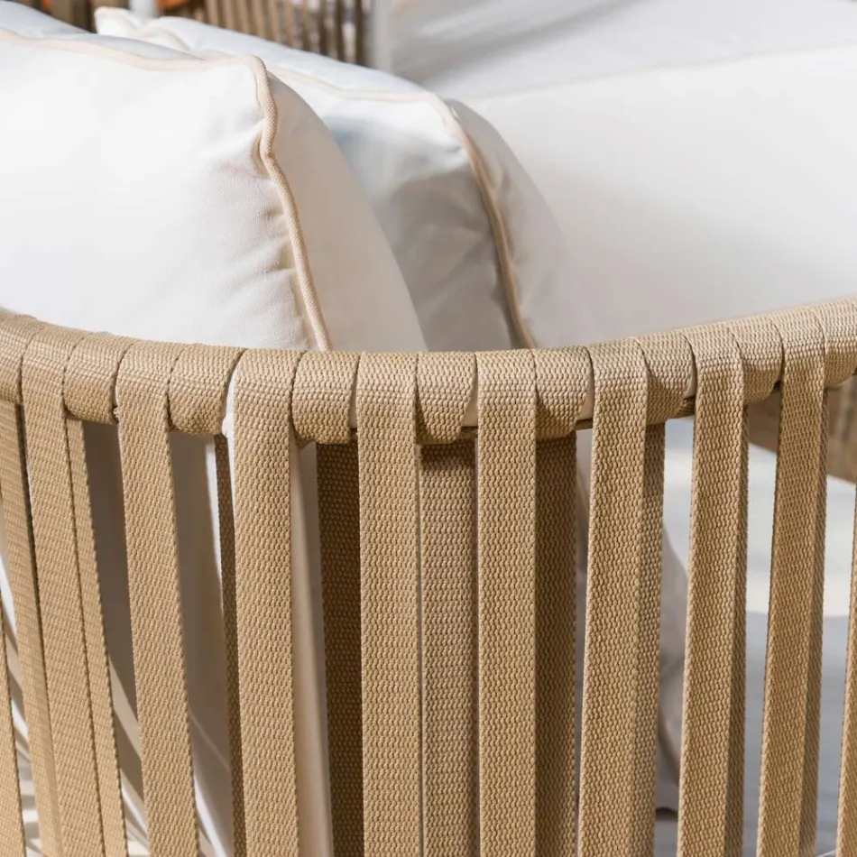 Salotto da Giardino in Alluminio Bianco e Tessuto - Eugene Viadurini