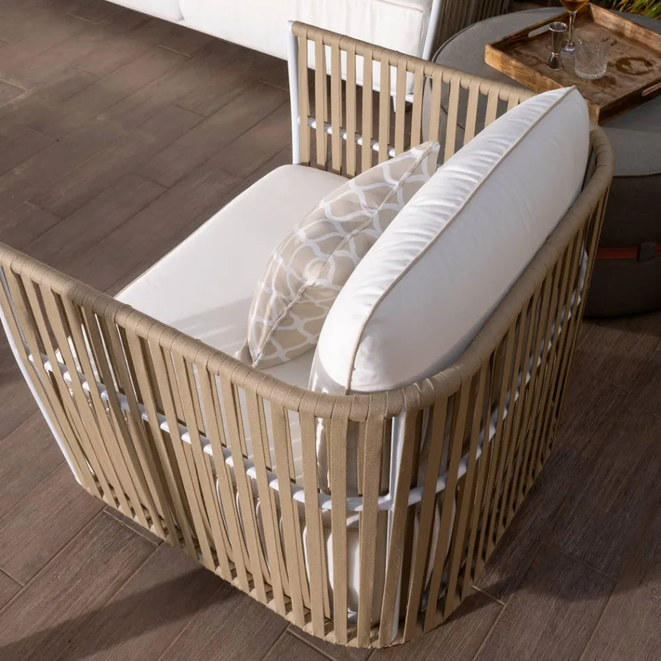 Salotto da Giardino in Alluminio Bianco e Tessuto - Eugene Viadurini